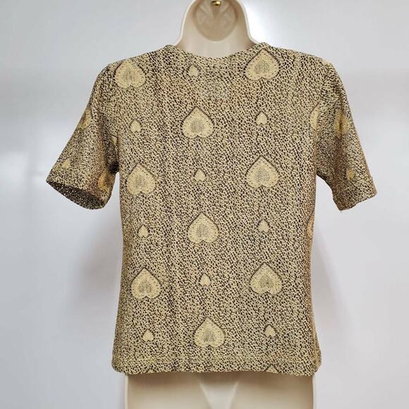 Liz Claiborne Petite XXS 2 Piece Top Set Sweater Metallic Gold Short Sleeve Cami - Picture 4 of 11